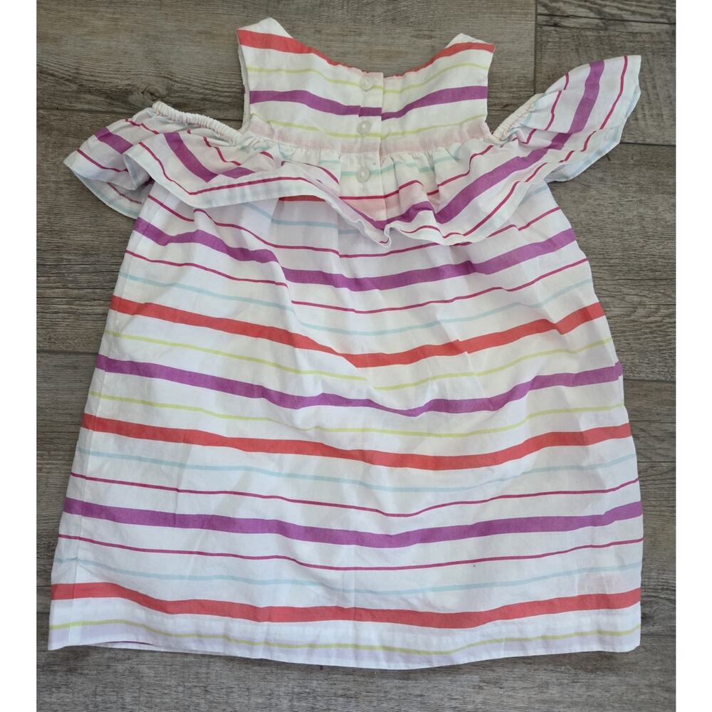 Janie and Jack Toddler Girls 2T‎ Striped Cold Shoulder Ruffle Dress 100% Cotton